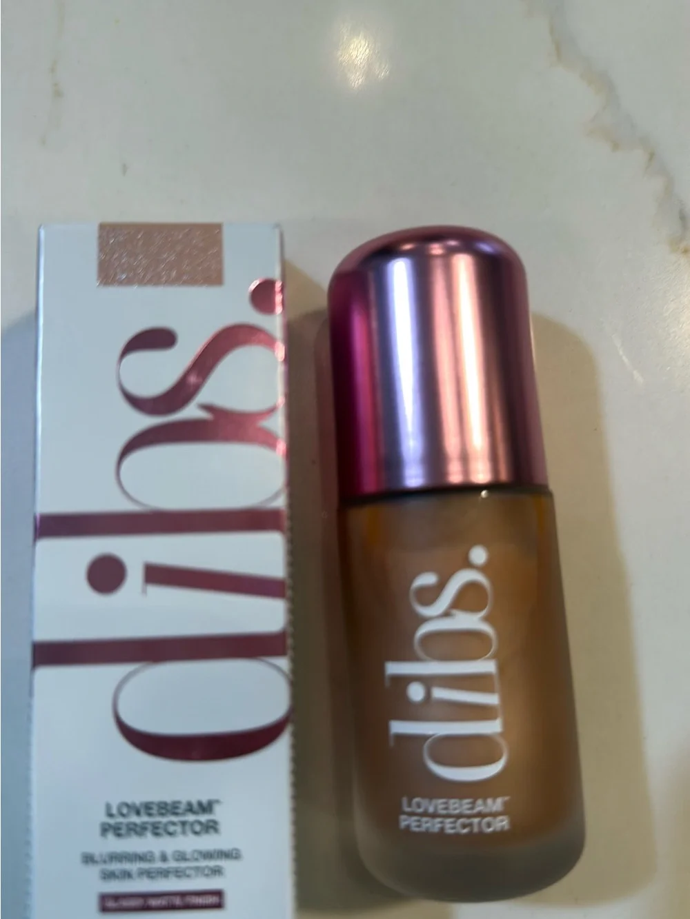 Lovebeam Perfector Liquid Foundation in Warm Tan with Pink Cap